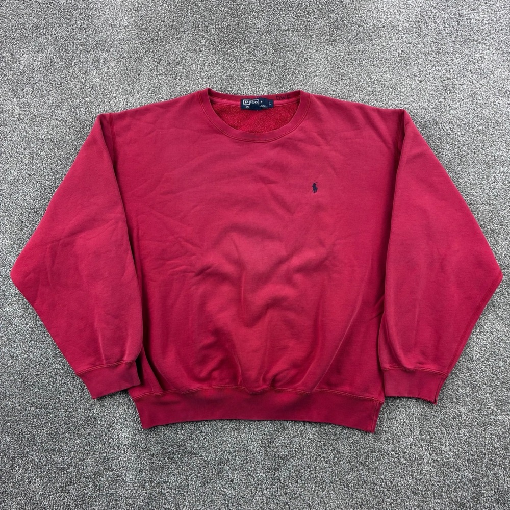 Vintage Polo Ralph Lauren Sweatshirt Mens Large Red Cotton Crewneck Small Pony
